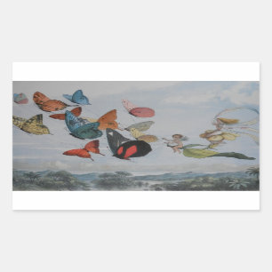 Sticker Rectangulaire Papillons et papillons de la reine des fées