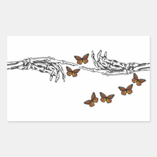 Sticker Rectangulaire Papillons et Skeletons (Devant)