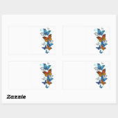 Sticker Rectangulaire Papillons volants Morpho et Monarch (Feuille)