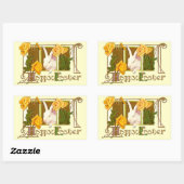 Sticker Rectangulaire Pâques Animaux Mignons Vintage (Feuille)