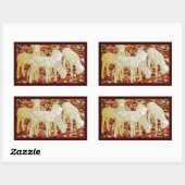 Sticker Rectangulaire Pâques Animaux Mignons Vintage (Feuille)