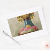 Sticker Rectangulaire Pâques Panier Œufs Fleurs Antique (Enveloppe)