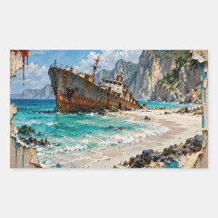 Sticker Rectangulaire Paradis et rouille
