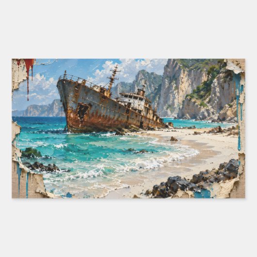 Sticker Rectangulaire Paradis et rouille (Devant)