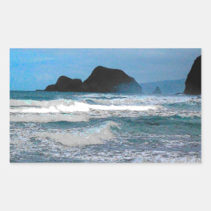 Sticker Rectangulaire Paradis tropical océanique de la côte hawaïenne