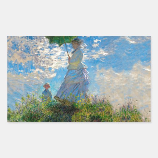 Sticker Rectangulaire Parasol Monet Femme Impressionnisme (Devant)