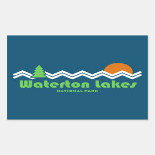 Sticker Rectangulaire Parc national des Lacs-Waterton Rétro