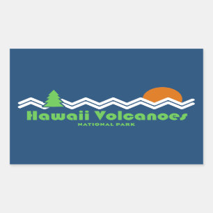 Sticker Rectangulaire Parc national des volcans d'Hawaii Rétro