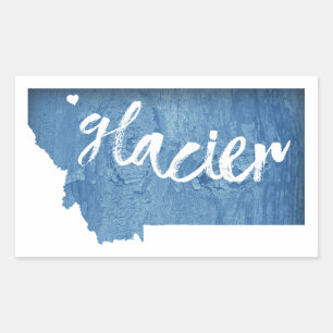 Sticker Rectangulaire Parc national du Glacier Grain de bois