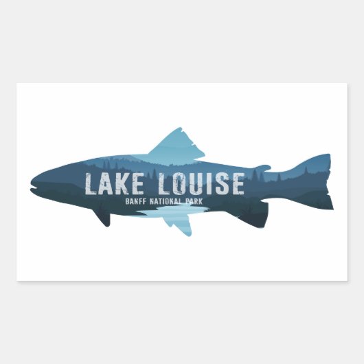 Sticker Rectangulaire Parc national du lac Louise Banff Poissons (Devant)
