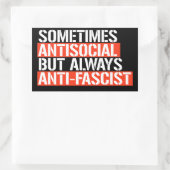 Sticker Rectangulaire Parfois antisocial mais toujours antifasciste (Sac)