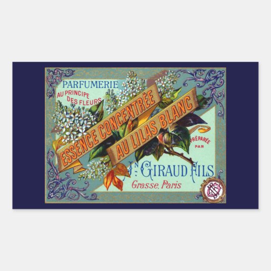 Sticker Rectangulaire Parfum Lilac blanc français 1915 (Devant)