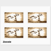 Sticker Rectangulaire Paris à Sepia (Feuille)