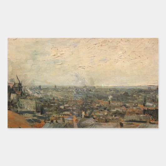 Sticker Rectangulaire Paris depuis Montmartre par Vincent van Gogh (Devant)