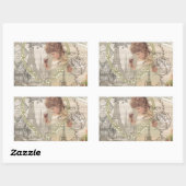 Sticker Rectangulaire Paris France Jolie fille Eiffel (Feuille)