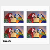 STICKER RECTANGULAIRE PARROS HYPER / ARBRE ROUGE ET BLEU (Feuille)