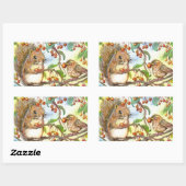 Sticker Rectangulaire Partageons - Écureuil et Bruant (Feuille)