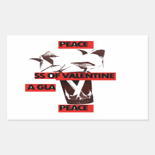 Sticker Rectangulaire Partagez l'amour : Un verre de Saint Valentin