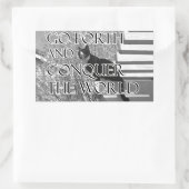 Sticker Rectangulaire Partez en avant et conquérir le chat motivationnel (Sac)