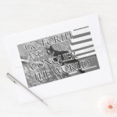 Sticker Rectangulaire Partez en avant et conquérir le chat motivationnel (Enveloppe)