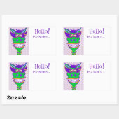 Sticker Rectangulaire Parti Animal Mardi Gras Mule Nom Tags (Feuille)