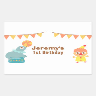 Sticker Rectangulaire Partie d'anniversaire de enfant - clown de cirque