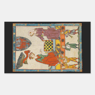 Sticker Rectangulaire Partie d'échecs Codex Manesse XIVe siècle