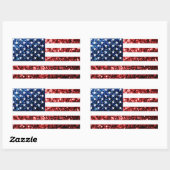 Sticker Rectangulaire PARTIES SCINTILLANT américaines drapeau rouge bleu (Feuille)