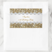 Sticker Rectangulaire Parties scintillant Anniversaire Soirée Gold Diamo (Sac)