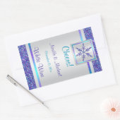 Sticker Rectangulaire Parties scintillant argenté violet  Mariage Flocon (Enveloppe)