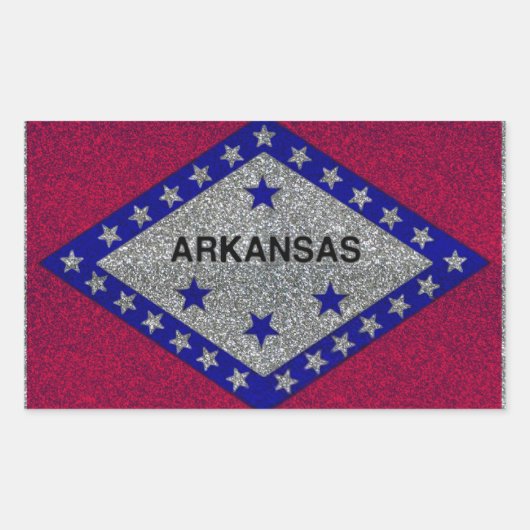 Sticker Rectangulaire Parties scintillant Arkansas drapeau rectangle sti (Devant)