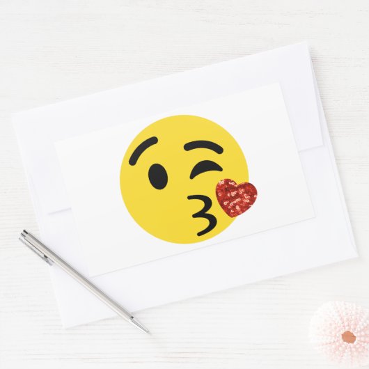 Sticker Rectangulaire parties scintillant baiser émoji (Enveloppe)