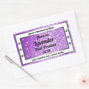 Sticker Rectangulaire Parties scintillant brillante violet brillant Étiq