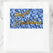 Sticker Rectangulaire Parties scintillant d'or Joyeux anniversaire (Sac)