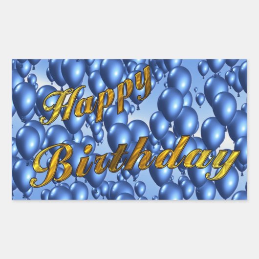 Sticker Rectangulaire Parties scintillant d'or Joyeux anniversaire (Devant)