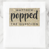 Sticker Rectangulaire Parties scintillant d'or noir Il a posé la questio (Sac)