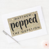 Sticker Rectangulaire Parties scintillant d'or noir Il a posé la questio (Enveloppe)