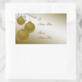 Sticker Rectangulaire Parties scintillant d'or ornements de Noël (Sac)