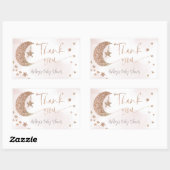 Sticker Rectangulaire parties scintillant d'or rose lune étoiles nuages  (Feuille)
