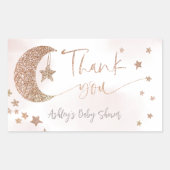 Sticker Rectangulaire parties scintillant d'or rose lune étoiles nuages  (Devant)