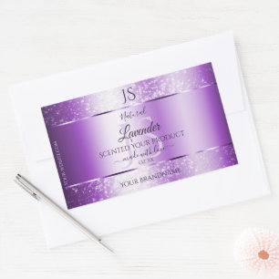 Sticker Rectangulaire Parties scintillant douce violet moderne Monogramm