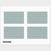 Sticker Rectangulaire Parties scintillant en argent et ZigZag Turquoise (Feuille)