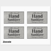Sticker Rectangulaire Parties scintillant en argent sur mesure Sanitizer (Feuille)