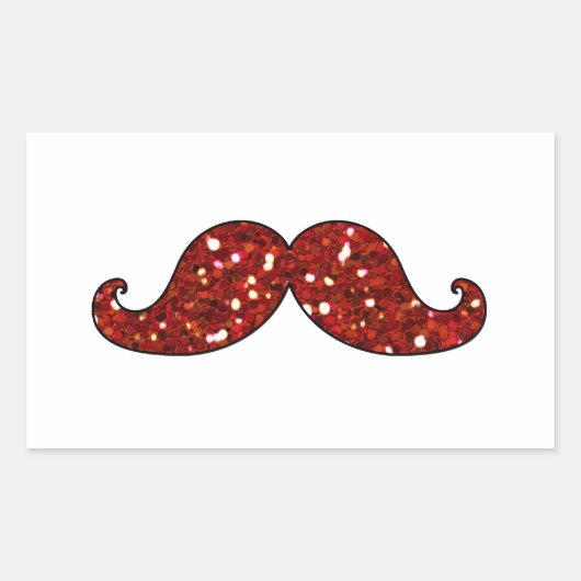 Sticker Rectangulaire Parties scintillant IMPRIMÉE FUNNY RED MUSTACHE (Devant)
