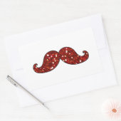 Sticker Rectangulaire Parties scintillant IMPRIMÉE FUNNY RED MUSTACHE (Enveloppe)