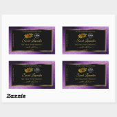 Sticker Rectangulaire Parties scintillant Métallurgique Violet Noir Logo (Feuille)