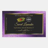 Sticker Rectangulaire Parties scintillant Métallurgique Violet Noir Logo (Devant)