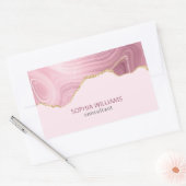 Sticker Rectangulaire Parties scintillant or en marbre rose (Enveloppe)