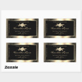 Sticker Rectangulaire Parties scintillant or glamour Floral Black Produi (Feuille)