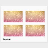 Sticker Rectangulaire parties scintillant rose et or (Feuille)